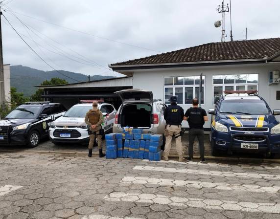 O motorista do veículo que transportava a droga, de 24 anos, foi detido e conduzido à Delegacia de Polícia de Grão-Pará.