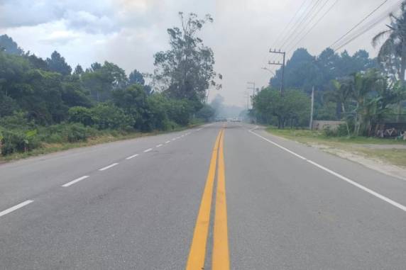 Bombeiros combatem incêndio florestal em SC; rodovia que dá acesso a praias chegou a ter bloqueios - foto 3
