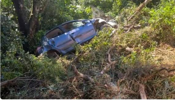 Veículo de Guarani das Missões colidiu em árvores na lateral da rodovia; no automóvel estavam um casal, uma criança de 2 anos e um jovem