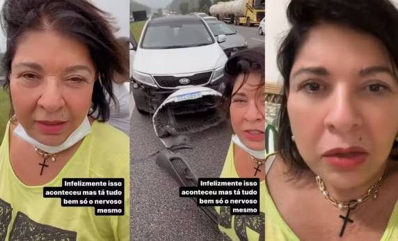 Cantora relatou nas redes sociais que seu carro estava parado quando foi atingido por trás por outro veículo: 'Susto terrível'.