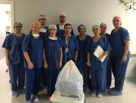 No início da manhã foi realizada a captação dos rins, pela equipe de profissionais encaminhados pela Central de Transplantes do RS.