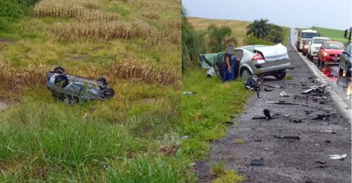 Dois veículo colidiram no trajeto entre São Lourenço e o trevo de Caibaté