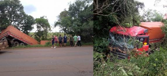 O motorista da carreta foi socorrido pelo Corpo de Bombeiros de Santo Ângelo