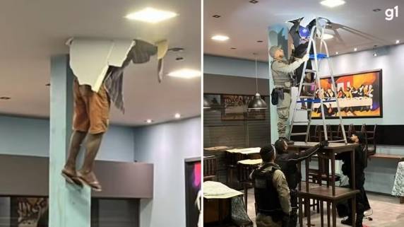 Escondidos no forro do estabelecimento comercial estavam outros dois suspeitos, que também foram presos. Caso aconteceu nesta sexta-feira (2).