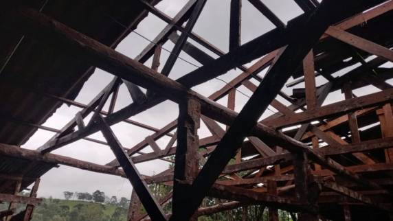 Chuva intensa e vento forte derrubam árvores e cratera se abre em SC - foto 2