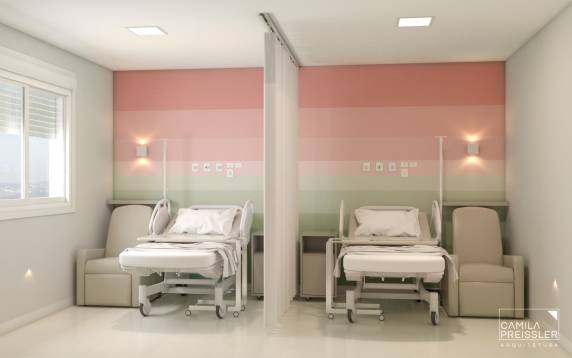 Neste primeiro momento serão reformados o Posto de Enfermagem da Unidade e dois quartos - com dois leitos de internação cada um.