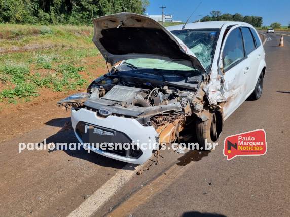Colisão frontal entre dois veículos deixa uma mulher ferida na BR-472, em São José do Inhacorá - foto 3