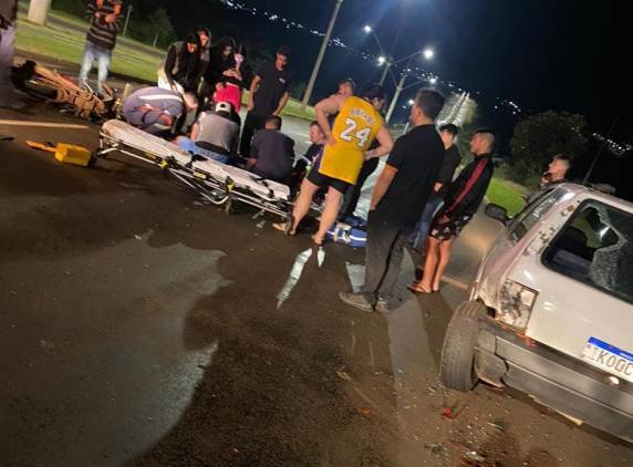 Motociclista foi socorrido para atendimento na UPA
