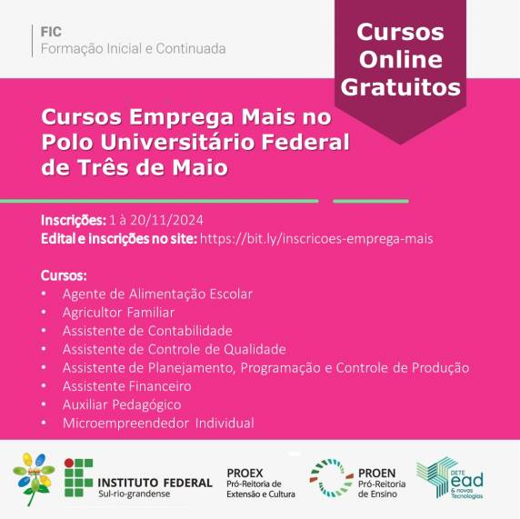 Inscrições gratuitas exclusivamente via internet do dia 01/11/20024 até o dia 20/11/2024