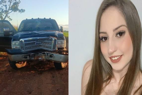 A motocicleta colidiu frontalmente com uma caminhonete Ford F250