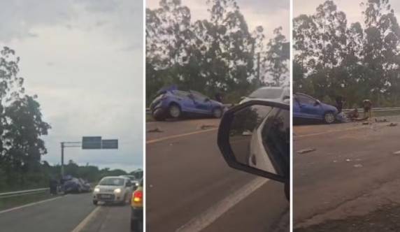 O carro que ela dirigia bateu contra um micro-ônibus, no município de Vale do Sol