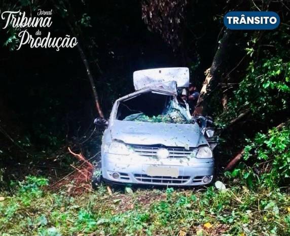O acidente aconteceu no Km 13, próximo à entrada do distrito de Santa Terezinha.