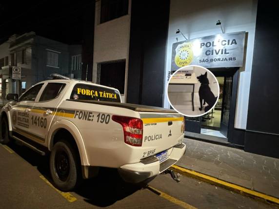 Abordagem da Força Tática contou com o apoio do cão farejador Black, que ajudou a localizar a droga escondida no painel do veículo