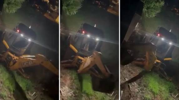 Caso aconteceu nesta quinta-feira (24), em Quatro Irmãos. Suspeito tentou derrubar a parede de agência bancária do município e danificou duas casas. Ele é procurado pela polícia.
