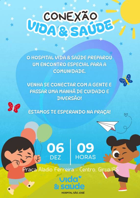 Atividades de saúde, lazer e integração aproximam o Hospital Vida & Saúde da comunidade giruaense no próximo sábado.