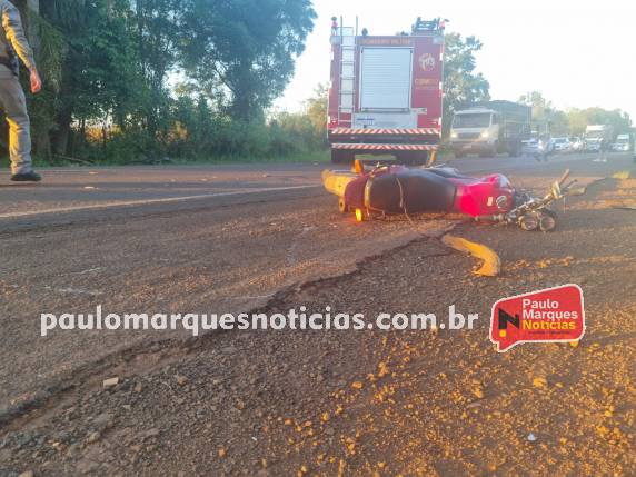 Grave acidente entre motocicleta e caminhonete deixa casal ferido na BR-472 entre Três de Maio e Boa Vista do Buricá - foto 2