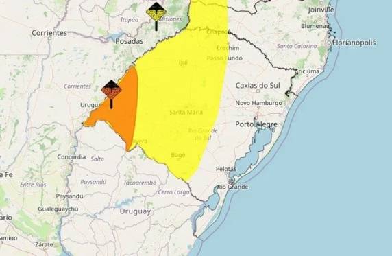 Instituto Nacional de Meteorologia indica que há perigo potencial para temporais em grande parte do Estado
