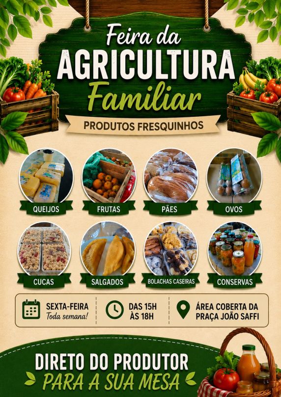 Iniciativa valoriza os agricultores do município, incentiva a economia local e oferece alimentos frescos e produtos coloniais à comunidade