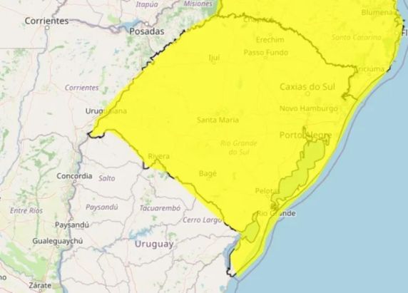 RS tem alerta para chuva e ventania nesta sexta; saiba onde o risco é maior