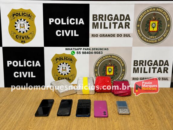 Ação conjunta resultou na apreensão de quatro quilos de cocaína e outros materiais ligados ao tráfico; prejuízo estimado é de R$ 450 mil