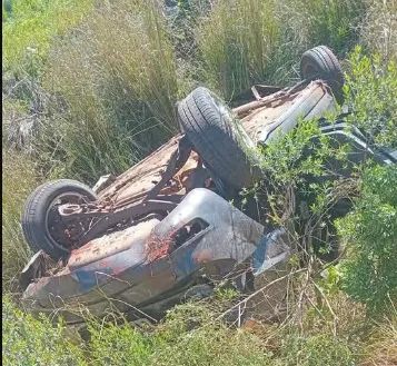 Capotamento deixa mulher ferida na BR-158, em Palmeira das Missões