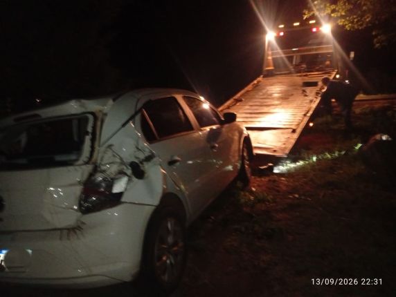 Condutor de um Volkswagen Gol foi encaminhado ao Hospital de Caridade de Crissiumal para avaliação médica