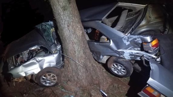 Motorista de 21 anos e passageira de 20 sofreram ferimentos gravíssimos após carro sair da pista e atingir uma árvore; vítimas foram transferidas para Chapecó