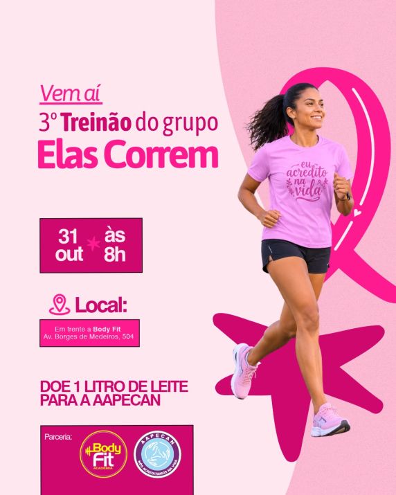 Atividade será realizada no dia 31 de outubro, às 8h, com arrecadação de leite para a entidade